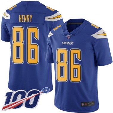 Los Angeles Chargers NFL Football Hunter Henry Electric Blue Jersey Men Limited #86 100th Season Rush Vapor Untouchable